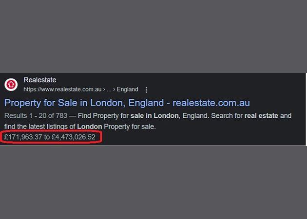 Rich Result for Search:Property for sale in london